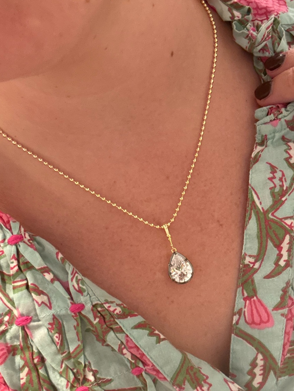 Adina Eden Gold Teardrop Crystal Pendant Necklace